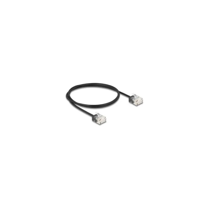 Delock RJ45 Netzwerkkabel Cat.6 UTP Ultra Slim 1 m schwarz mit kurzen Steckern — image 2