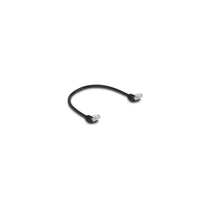 Delock RJ45 Netzwerkkabel Cat.6A S FTP 45° nach oben gewinkelt 0.5 m schwarz — image 1