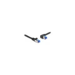 Delock RJ45 Netzwerkkabel Cat.6A S FTP gerade links gewinkelt 0.5 m schwarz