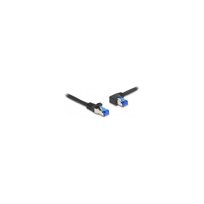 Delock RJ45 Netzwerkkabel Cat.6A S FTP gerade links gewinkelt 2 m schwarz — image 1