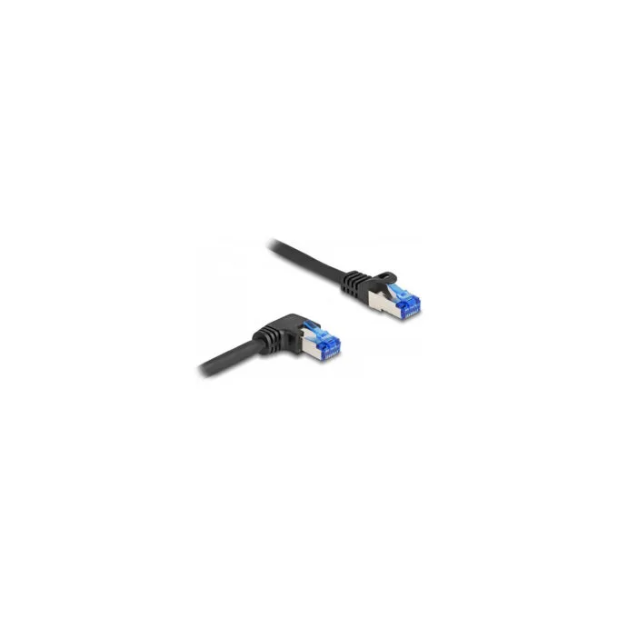 Delock RJ45 Netzwerkkabel Cat.6A S FTP gerade rechts gewinkelt 1 m schwarz — image 2
