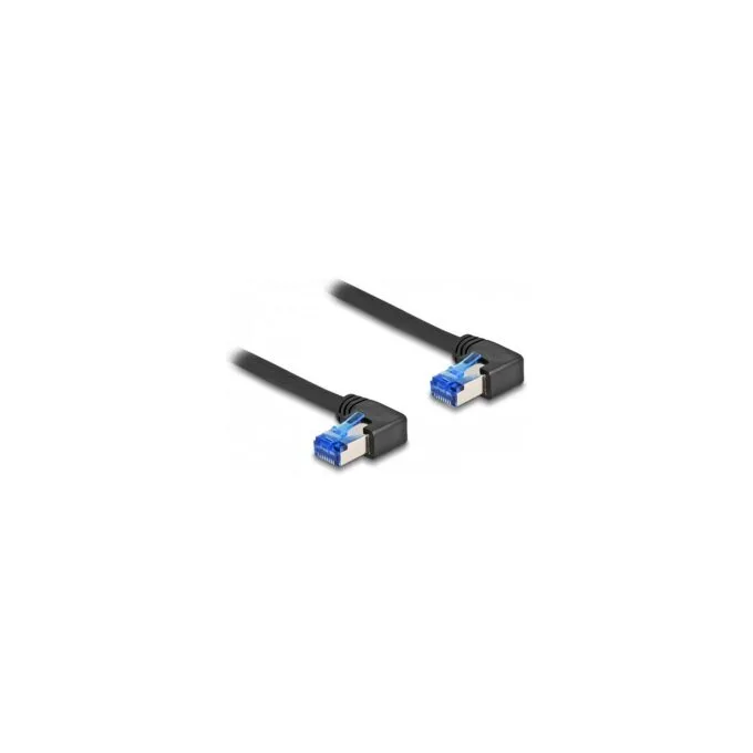 Delock RJ45 Netzwerkkabel Cat.6A S FTP rechts gewinkelt 1 m schwarz — image 1