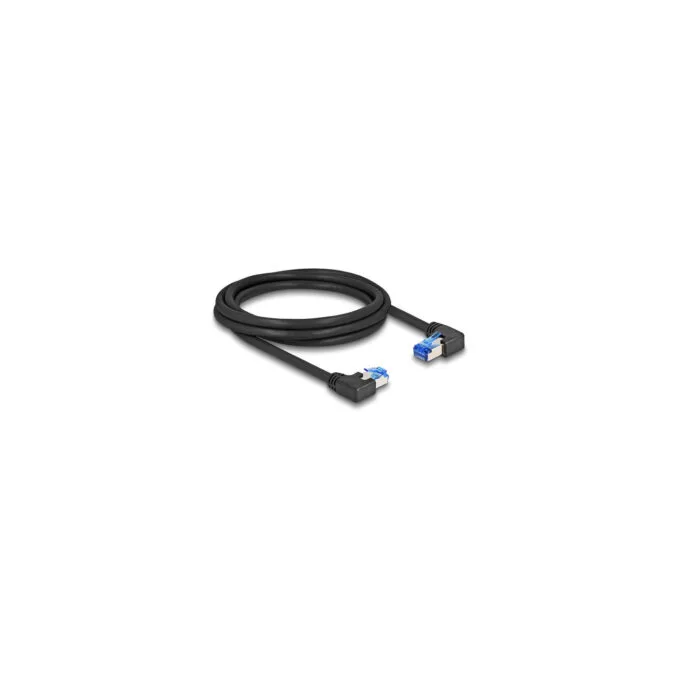 Delock RJ45 Netzwerkkabel Cat.6A S FTP rechts links gewinkelt 2 m schwarz — image 1