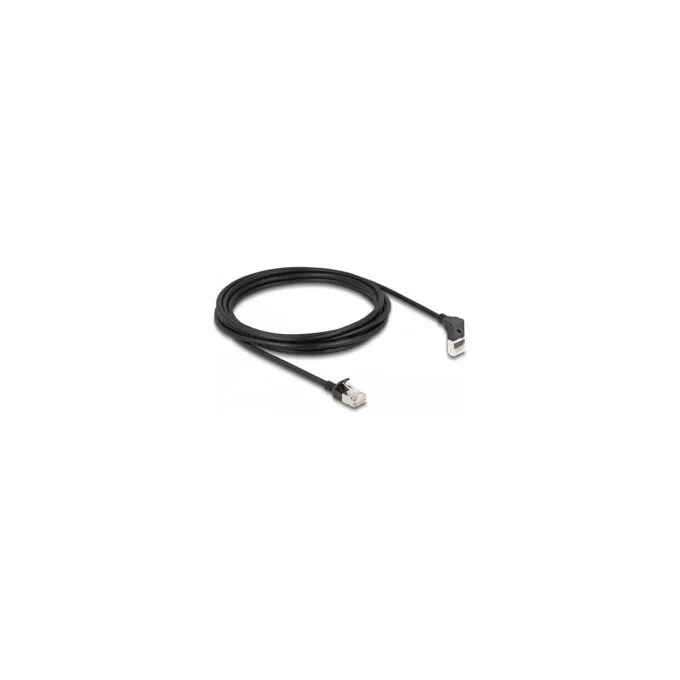 Delock RJ45 Netzwerkkabel Cat.6A S FTP Slim 90° oben gewinkelt gerade 3 m schwarz — image 1