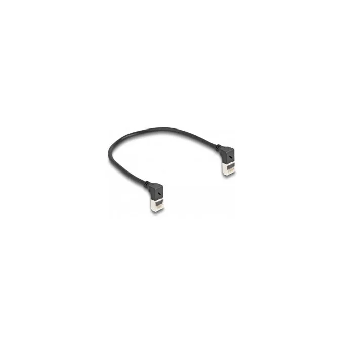 Delock RJ45 Netzwerkkabel Cat.6A S FTP Slim 90° oben oben gewinkelt 0.25 m schwarz — image 1