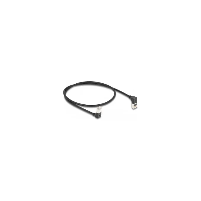 Delock RJ45 Netzwerkkabel Cat.6A S FTP Slim 90° oben unten gewinkelt 0.5 m schwarz — image 1