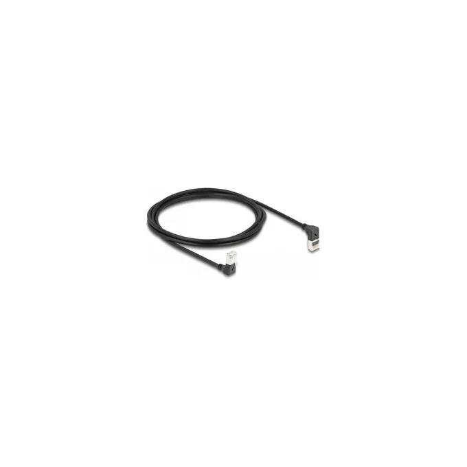 Delock RJ45 Netzwerkkabel Cat.6A S FTP Slim 90° oben unten gewinkelt 2 m schwarz — image 1