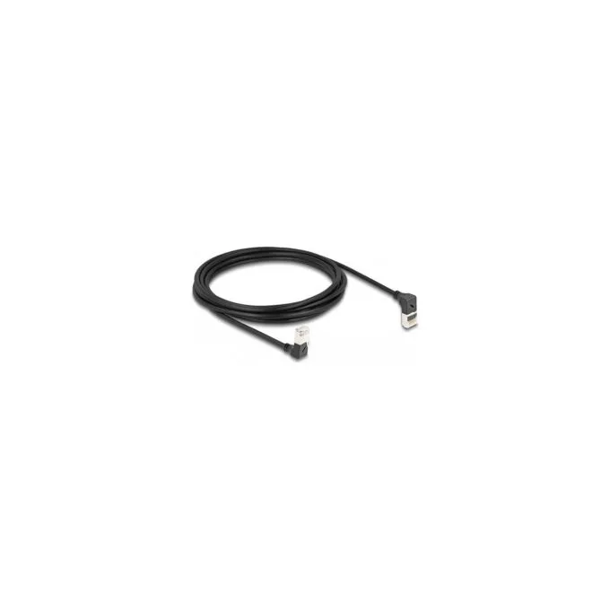 Delock RJ45 Netzwerkkabel Cat.6A S FTP Slim 90° oben unten gewinkelt 3 m schwarz — image 1