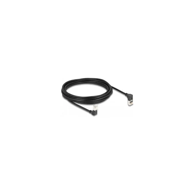 Delock RJ45 Netzwerkkabel Cat.6A S FTP Slim 90° oben unten gewinkelt 5 m schwarz — image 1