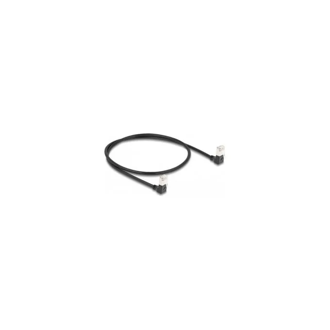 Delock RJ45 Netzwerkkabel Cat.6A S FTP Slim 90° unten unten gewinkelt 0.5 m schwarz — image 1