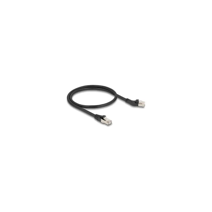 Delock RJ45 Netzwerkkabel Cat.6A S FTP Stecker 45° nach links gewinkelt zu Stecker gerade 0.5 m schwarz — image 1