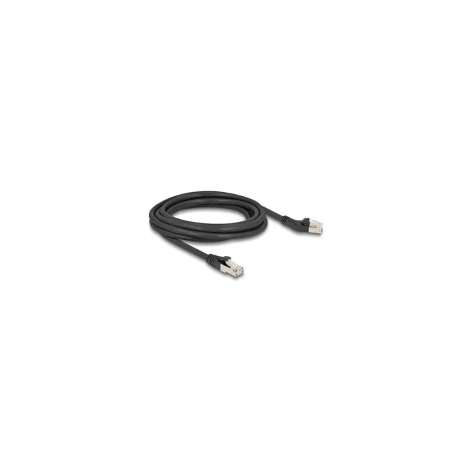 Delock RJ45 Netzwerkkabel Cat.6A S FTP Stecker 45° nach links gewinkelt zu Stecker gerade 3 m schwarz — image 1