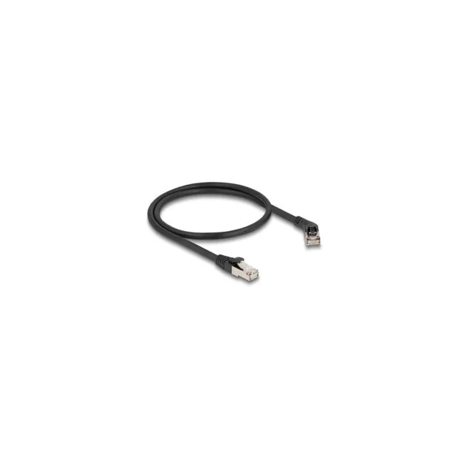 Delock RJ45 Netzwerkkabel Cat.6A S FTP Stecker 45° nach rechts gewinkelt zu Stecker gerade 0.5 m schwarz — image 1