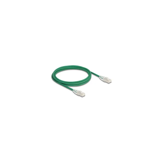 Delock RJ45 Netzwerkkabel Cat.6A Stecker zu Stecker mit gebogener Rastnase U FTP Slim 2 m grün — image 1