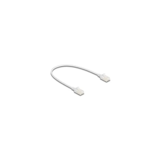 Delock RJ45 Netzwerkkabel Cat.6A Stecker zu Stecker mit robuster Rastnase Industrietauglich U UTP Slim 0.3 m weiß — image 1