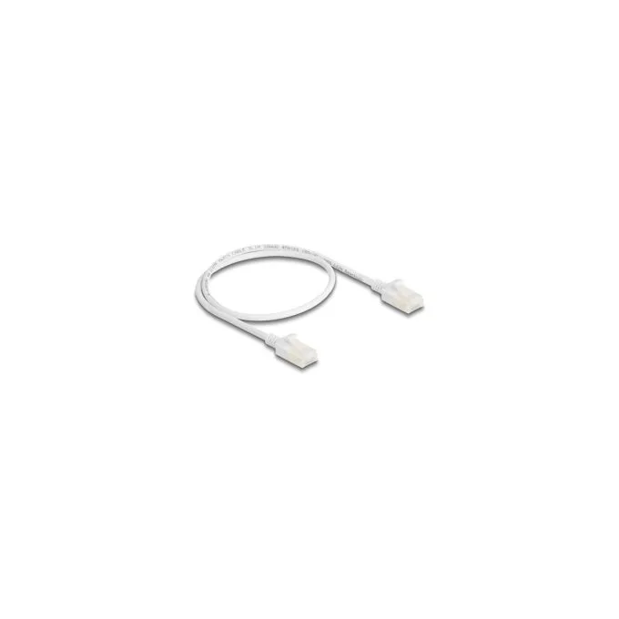 Delock RJ45 Netzwerkkabel Cat.6A Stecker zu Stecker mit robuster Rastnase Industrietauglich U UTP Slim 0.5 m weiß — image 1