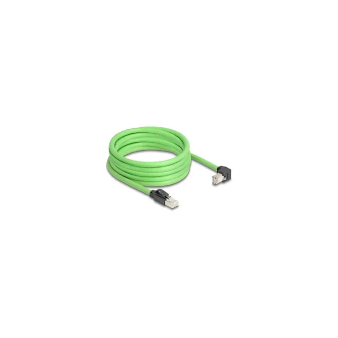 Delock RJ45 Netzwerkkabel Cat.6A Stecker zu Stecker unten gewinkelt SF UTP schleppkettentauglich PUR (TPU) 5 m grün — image 2