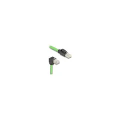 Delock RJ45 Netzwerkkabel Cat.6A Stecker zu Stecker unten gewinkelt SF UTP schleppkettentauglich PUR (TPU) 5 m grün