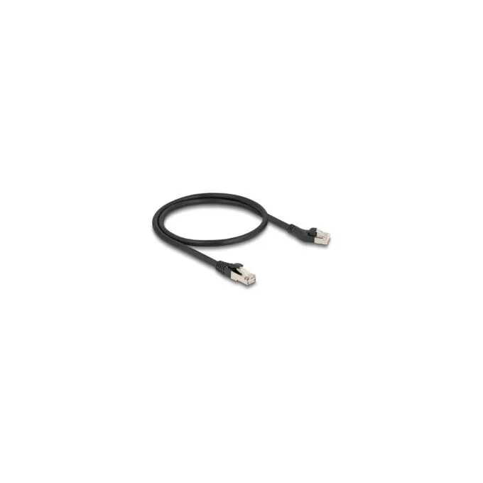 Delock RJ45 Netzwerkkabel Cat.8.1 S FTP Stecker 45° nach links gewinkelt zu Stecker gerade bis 40 Gbps 0.5 m schwarz — image 1