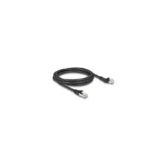 Delock RJ45 Netzwerkkabel Cat.8.1 S FTP Stecker 45° nach links gewinkelt zu Stecker gerade bis 40 Gbps 2 m schwarz