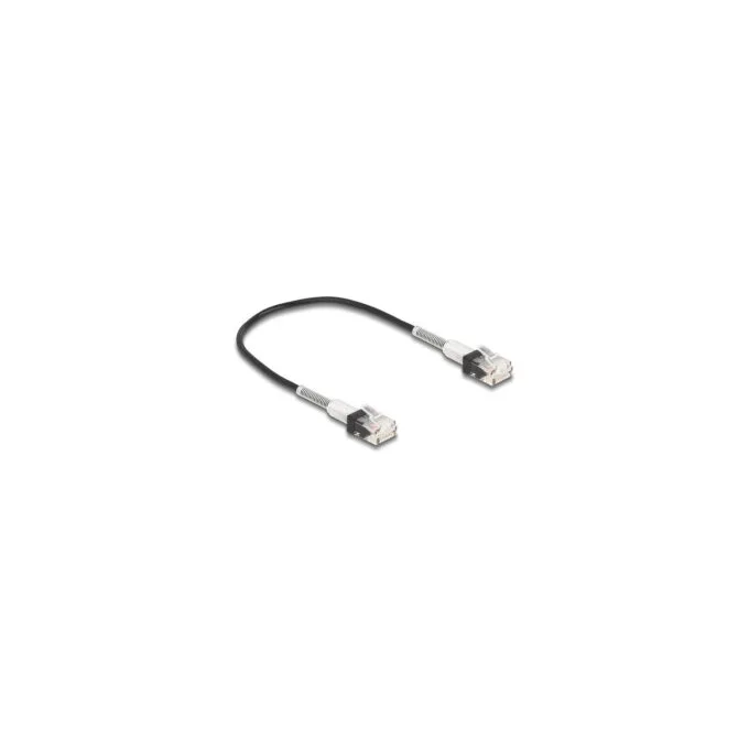 Delock RJ45 Netzwerkkabel mit doppeltem Knickschutz Cat.6A UTP Slim 0.3 m schwarz — image 1