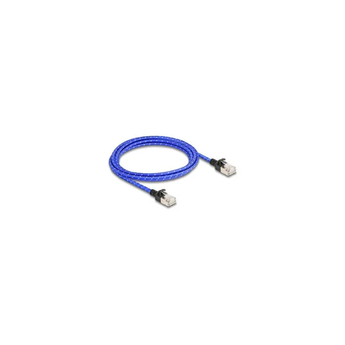 Delock RJ45 Netzwerkkabel mit Geflechtmantel Cat.6A U FTP Slim 2 m blau — image 2