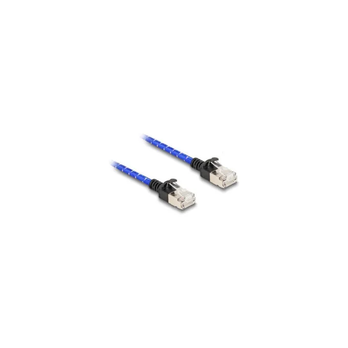 Delock RJ45 Netzwerkkabel mit Geflechtmantel Cat.6A U FTP Slim 2 m blau — image 1