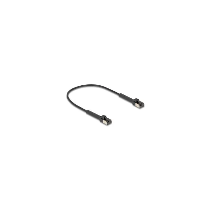 Delock RJ45 Slim Netzwerkkabel Cat.8.1 U FTP winkelbar bis 40 Gbps schwarz 0.25 m — image 1