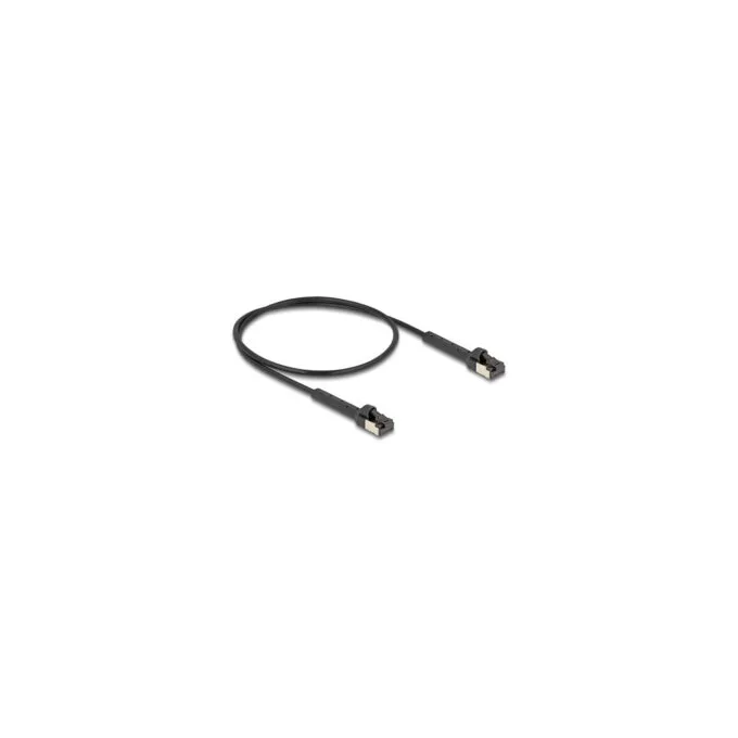 Delock RJ45 Slim Netzwerkkabel Cat.8.1 U FTP winkelbar bis 40 Gbps schwarz 0.5 m — image 1