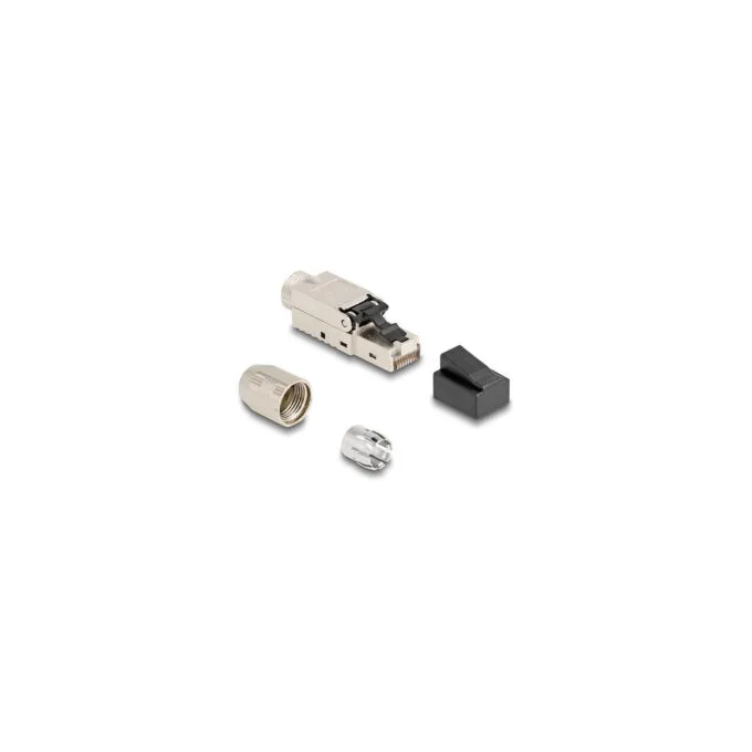 Delock RJ45 Stecker feldkonfektionierbar Cat.6A mit Kabelverschraubung und Staubschutz werkzeugfrei — image 1