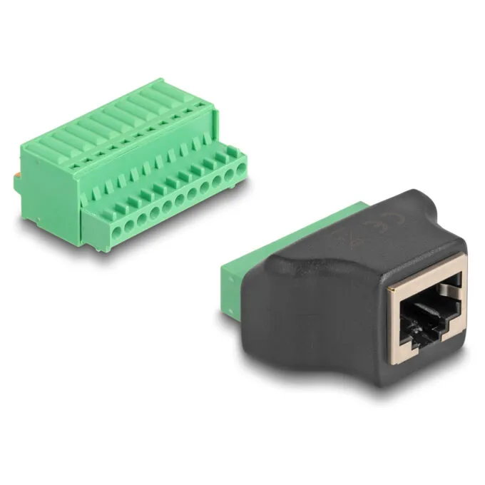 Delock RJ50 Buchse zu Terminalblock Adapter mit Drucktaster — image 1