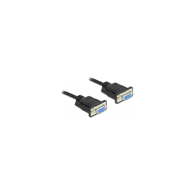 Delock RS-232 Kabel Seriell D-Sub 9 Buchse zu Buchse Nullmodem mit schmalem Steckergehäuse - CTS RTS auto control - 1 m — image 1