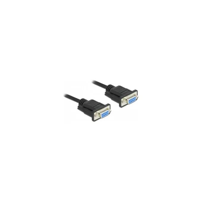 Delock RS-232 Kabel Seriell D-Sub 9 Buchse zu Buchse Nullmodem mit schmalem Steckergehäuse - Full Handshaking - 0.5 m — image 1
