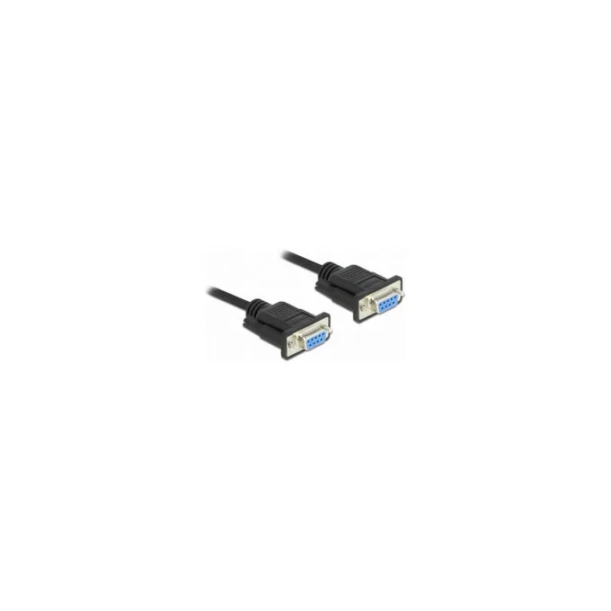 Delock RS-232 Kabel Seriell D-Sub 9 Buchse zu Buchse Nullmodem mit schmalem Steckergehäuse - Full Handshaking - 1 m — image 1