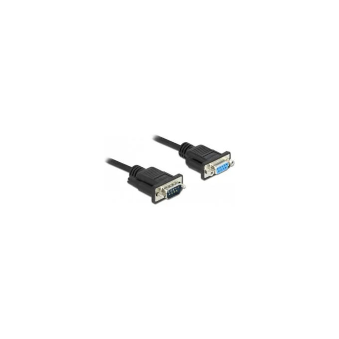 Delock RS-232 Kabel Seriell D-Sub9 Stecker zu Buchse Nullmodem mit schmalem Steckergehäuse 1 m — image 1