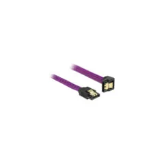 Delock SATA 6 Gb s Kabel gerade auf unten gewinkelt 50 cm violett