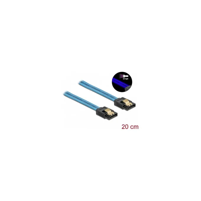 Delock SATA 6 Gb s Kabel UV Leuchteffekt blau 20 cm — image 3