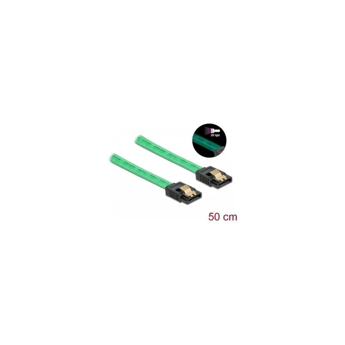 Delock SATA 6 Gb s Kabel UV Leuchteffekt grün 50 cm — image 2