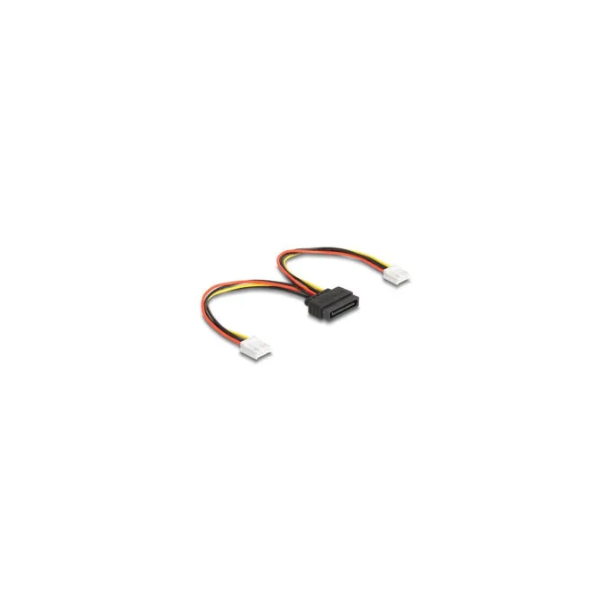 Delock SATA Stromkabel 15 Pin Stecker zu 2 x Floppy 4 Pin Buchse 15 cm — image 1