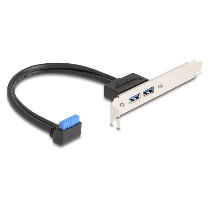 Delock Slotblech 1 x USB 5 Gbps Pfostenbuchse 90° gewinkelt zu 2 x USB 5 Gbps Typ-A Buchse 50 cm — image 2
