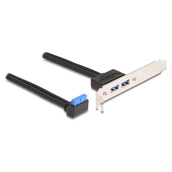 Delock Slotblech 1 x USB 5 Gbps Pfostenbuchse 90° gewinkelt zu 2 x USB 5 Gbps Typ-A Buchse 50 cm — image 1