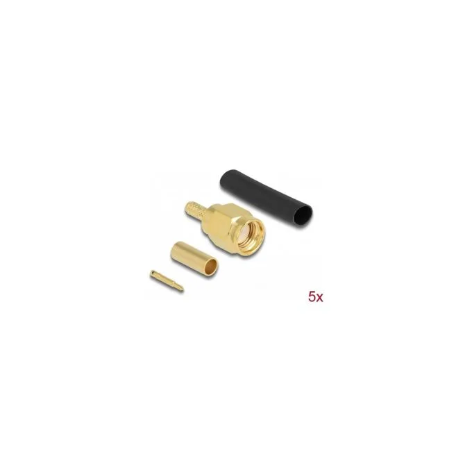 Delock SMA Stecker zum Crimpen RG-174 RG-316 mit passendem Schrumpfschlauch - 5 Stück — image 1