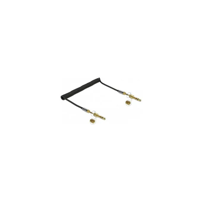 Delock Spiralkabel 3.5 mm 3 Pin Klinkenstecker zu Klinkenstecker mit Schraubadapter 2 m — image 1