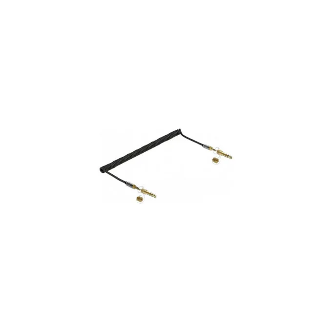 Delock Spiralkabel 3.5 mm 3 Pin Klinkenstecker zu Klinkenstecker mit Schraubadapter 3 m — image 1