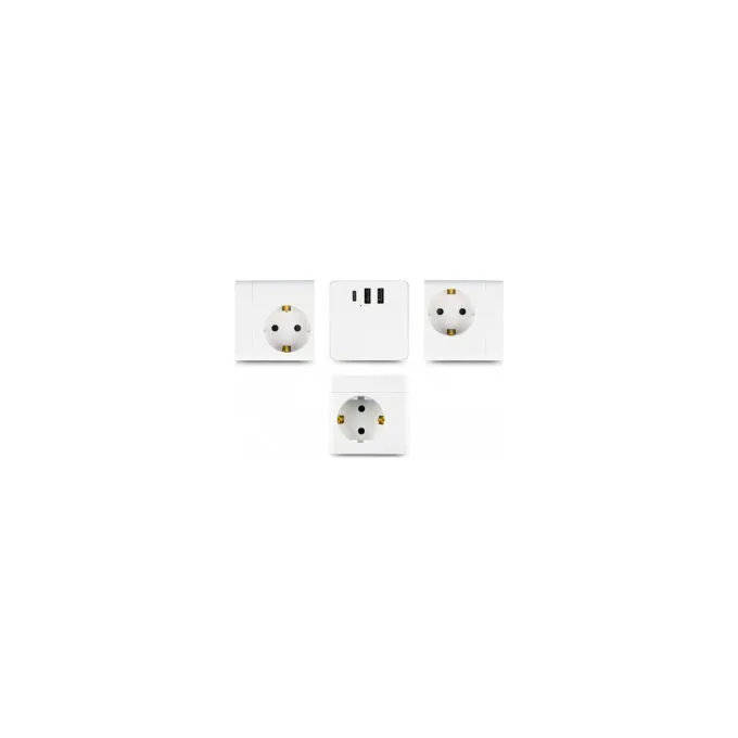 Delock Steckdosenwürfel mit Verlängerungskabel 3-fach mit Kindersicherung und USB Ladegerät. 1.5 m Kabel. weiß — image 2