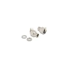Delock Steckverbinder DC 5.5 x 2.5 mm Buchse zum Einbau Lötversion gewinkelt - Sechskant 20 V 10 A