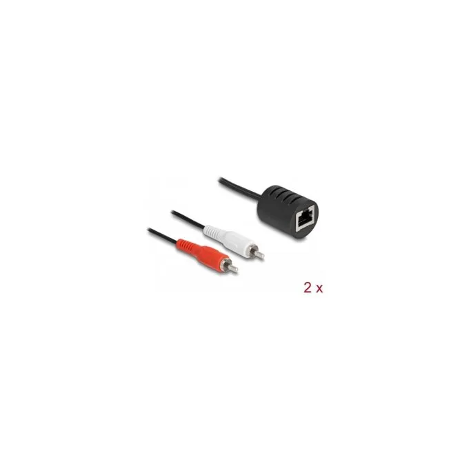 Delock Stereo Audio Extender RJ45 Buchse zu 2 x Cinch Stecker Cat.5 bis 50 m Set 2 Stück — image 2