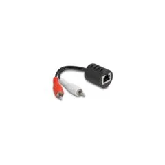 Delock Stereo Audio Extender RJ45 Buchse zu 2 x Cinch Stecker Cat.5 bis 50 m Set 2 Stück
