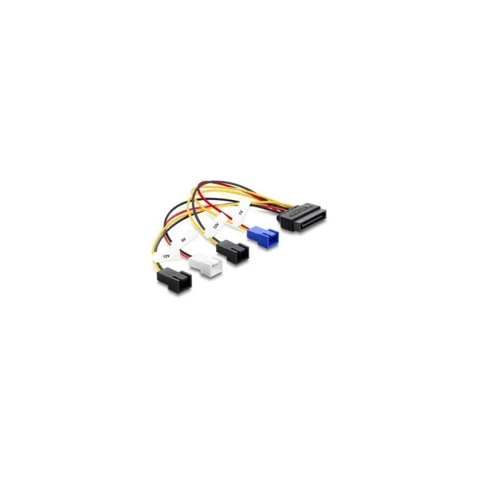 Delock Stromversorgungskabel SATA 15 Pin Stecker zu 4 x 2 Pin Lüfter (12 V 7 V 5 V) 20 cm — image 2