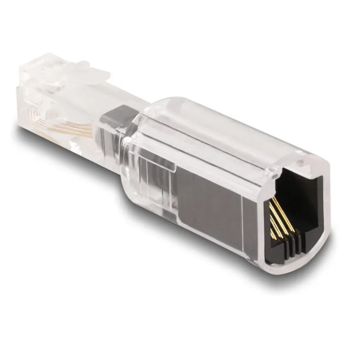 Delock Telefonkabel-Verdrehschutz Adapter RJ10 Stecker zu RJ10 Buchse transparent schwarz — image 2
